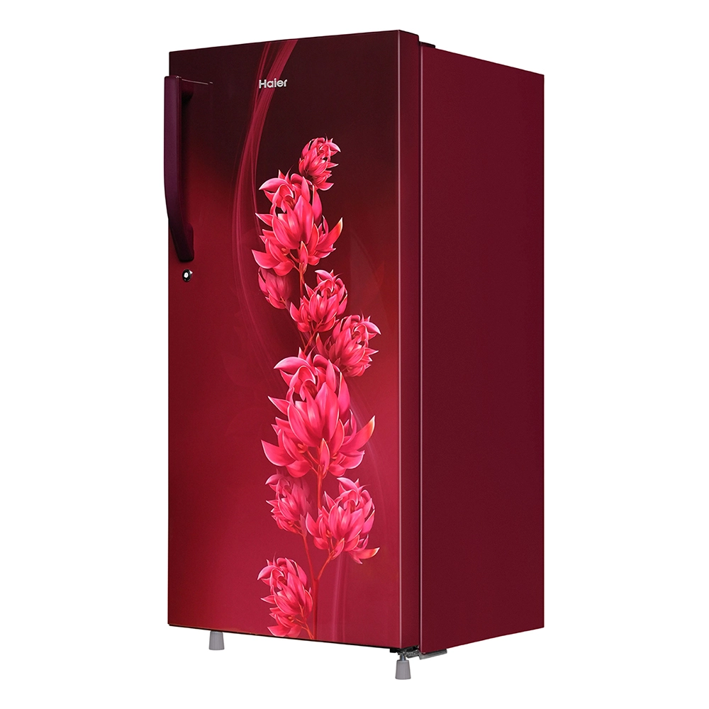 Haier 190L 1 Star Direct Cool Single Door Refrigerator with Toughened Glass Shelf in Stunning Red Fire finish HRD-2101CRF-P